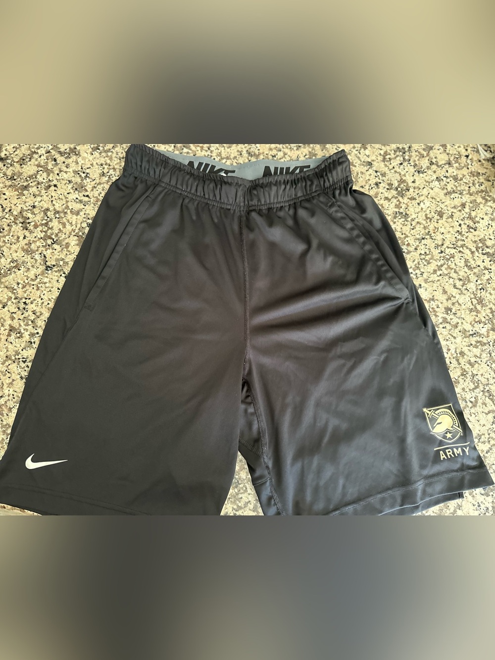 Nike Army (West Point) Black Sports Performance Shorts with Logo Waistband